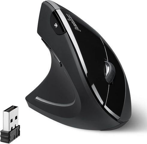 Perixx PERIMICE-713L, Wireless Ergonomic Left Handed Vertical Mouse, 6 Buttons Design, 3 Level DPI, Black, Medium...