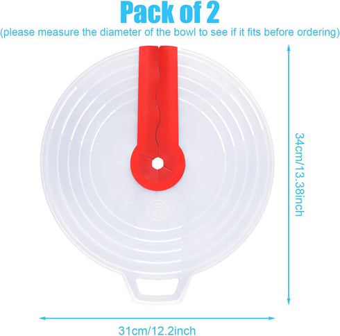 2pcs Mixing Bowl Splatter Guard, 12.2 Inch Mixer Splash Guard Silicone Mixer Splatter Screen Clear Splatter Cover Lid Cooking Tools for Egg Bowl W...