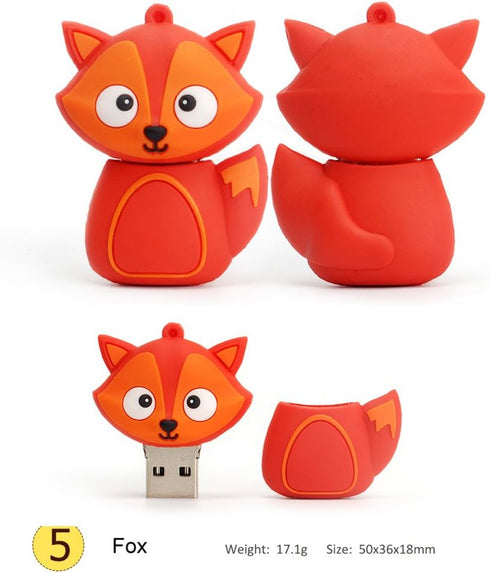 Flash Drive 5x16GB Thumb Drive Animals USB Flash Drive with Chain Bee Fox Owls Penguin Pen Drive Gift for School Kids and Students Valentine's Day...
