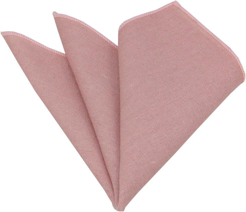 Mens Solid Linen Tie Set : Slim Necktie with Matching Pocket Square (Dusty Rose)...