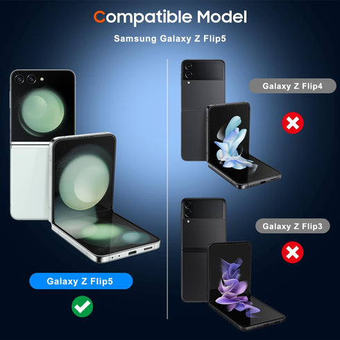 UniqueMe for Samsung Galaxy Z Flip 5 Screen Protector, 9H+ Front Tempered Glass 2pcs + Camera Lens Protector 1pcs HD Clear Anti-Scratch [Case Frie...