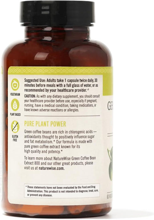 NatureWise Green Coffee Bean Extract - Pure Green Coffee Bean Capsules 800mg with 50% Chlorogenic Acid Support for Weight Goals, Energy, and Antio...