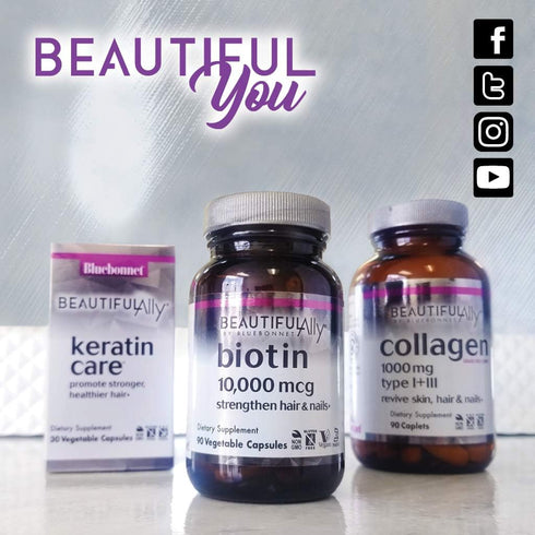 Bluebonnet Nutrition Beautiful Ally Biotin 10,000 mcg, Strengthen Hair & Nails*, Non-GMO, Vegan, Kosher Certified, Gluten-Free, Soy-Free, 90 Veget...