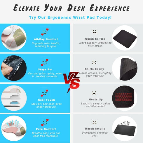 Office Mousepad with Gel Wrist Support - Ergonomic Gaming Desktop Mouse Pad Wrist Rest - Design Gamepad Mat Rubber Base for Laptop Computer -Silic...