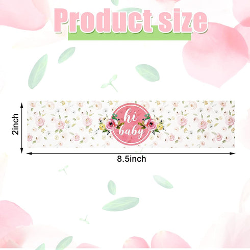 Zonon 48 Pieces Pink Baby Shower Water Bottle Labels Floral Baby Shower Decorations Waterproof Water Bottle Stickers Wrappers for Pink Floral Them...