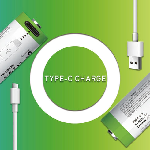 4 Pack CR2 Battery,Rechargeable CR2 3.7v Lithium Batteries, 4 in 1 USB Type C Rechargeable Lithium CR2 CR15H270 15270 Batteries, 300mAh,1.5Hours F...