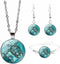 Sea Turtle Jewelry Set for Women Blue Tortoise Animal Necklace Earrings and Bracelet Mom Child Turtle Gift for Mother's Day Gift (A)...