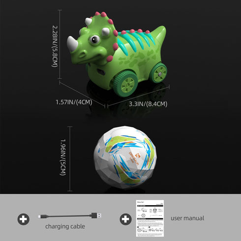 Interactive Dinosaur Toy Car, Electronic Dinosaur Car with Smart Follow Ball and Gesture Control, Rechargeable, Dino Toys for 3 Year Old Boys Girl...