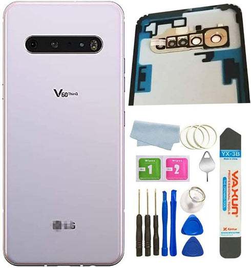 V60 5G Back Glass Cover Replacement for LG V60 ThinQ 5G Back Glass Cover Housing Door with Camera Frame Lens and Waterproof Sticker Pre-Installed ...