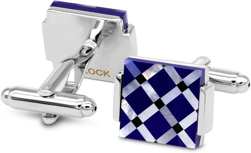 Business Wedding Mother of Pearl Cufflinks for Men Unique Onyx Stripe Tuxedo Cuff links Mens...