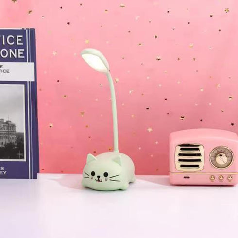 LED Kids Lamp, Mini Cat Table Lamp, Portable LED Night Light, Cute Desk Lamp, Foldable USB Rechargeable Reading Light Children's Bedroom (Green)...