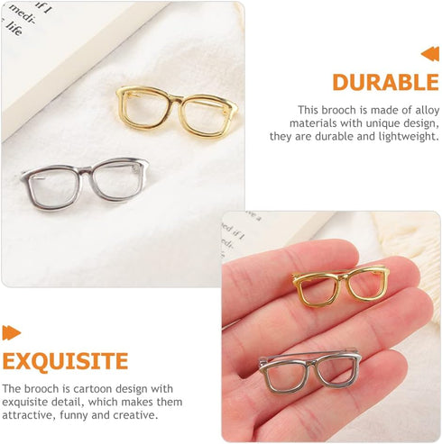 LUOZZY 6pcs Alloy Eyeglasses Shaped Brooches Frame Round Glasses Style Brooches Eyewear Lapel Pin for Women Dress Suit Shirt Collar Jewelry Access...