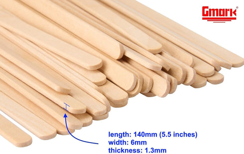 Gmark 5.5" Wood Coffee Stirrers (length 140mm, width 6mm, thick 1.3mm) 1000 ct - Natural Birch Wood Coffee Beverage Stirrers, Round End GM1014...