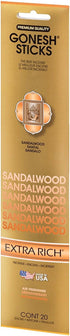 Sandalwood GOXRSA Gonesh Stick Incense , Single 20-stick pack , Gold...