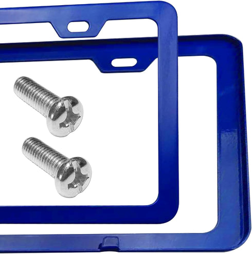 Aootf Blue License Plate Frames- Cute Car Tag Holders for Women, 2 Pack Slim Aluminum Bracket with Mount Kit Fit Front & Rear, 2 Holes, Personaliz...