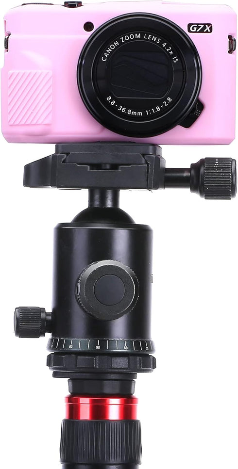 G7X Camera Silicone Case Ultra-Thin Lightweight Rubber Soft Bag Cover for Canon PowerShot G7X Mark III + Microfiber Cloth (Pink)...
