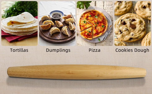 Classic French Rolling Pins Bamboo Wooden Rolling Pin for Baking Pizza Dough Pie Cookie, 15.8-Inch...