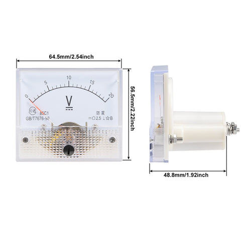 uxcell DC 0-20V Analog Panel Voltage Gauge Volt Meter 85C1 2.5% Error Margin...