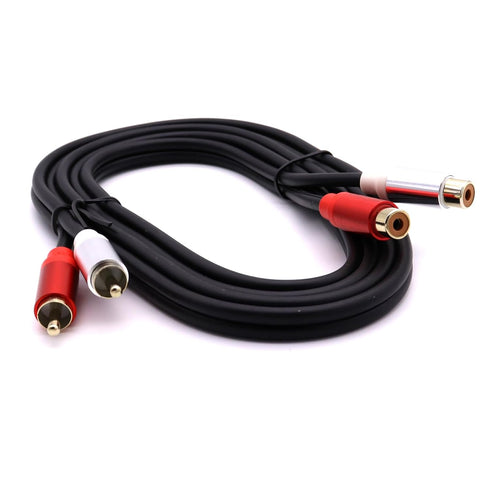 2RCA Male to 2RCA Female Cable 1.5m, Gold Plated 2 RCA to 2 RCA Audio Cable Cord Wire Y Adapter for Tablets, MP3, HiFi Stereo System, Speaker(Male...