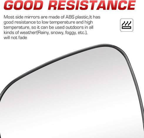 Passenger Right Side Heated Exterior Mirror Glass Fits for Chrysler Town&Country 2008-2016, Dodge Grand Caravan 2008-2020, RAM CV 2012-2015,Routan...