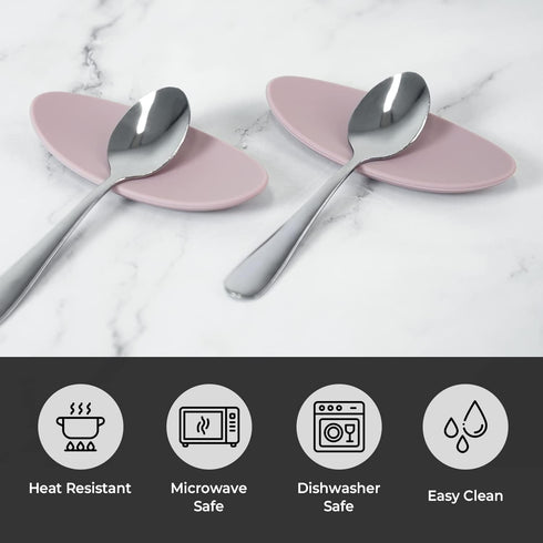 Carrotez Small Silicone Coffee Spoon Rest 2 pcs (0.2" x 1.6" x 3.74"), Spoon Holder Flexible almond-Shaped for Next to Coffee Maker - Kitchen Uten...