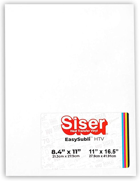 Siser EasySubli Heat Transfer Vinyl, 8.4" x 11" Sheets (5 Pack) - Sublimation Printer Compatible HTV - Full-Color Transfers for T-Shirts, Accessor...