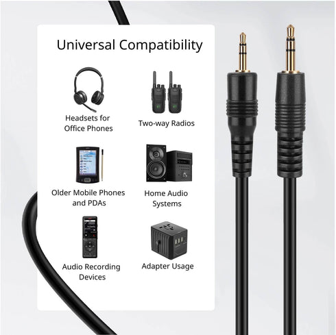 TNP 2.5mm to 3.5mm Adapter Cable (15FT) - Bi-Directional Male to Male 2.5 to 3.5 Subminiature Stereo Audio Jack Extension Converter Cable Gold Pla...