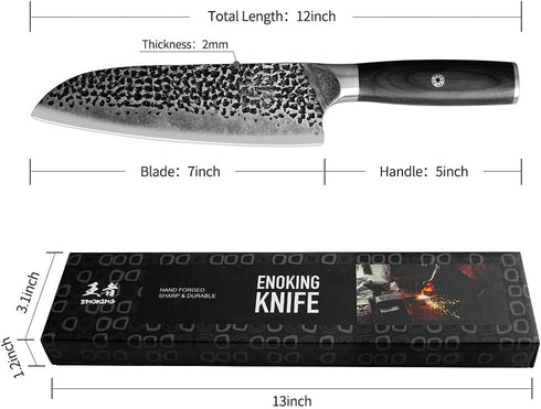 ENOKING 7" Professional Chef Knife – High Carbon Stainless Steel, Ultra-Sharp Japanese Kitchen Knife for Precision Cutting, Ergonomic Handle for B...