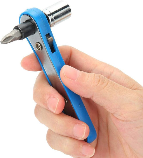 Ratchet Wrench, 10mm Blue Ratchet Socket Wrench with PH2 Screwdriver Bit Kit for Garage,Auto Repair Shop,Factory,Home...