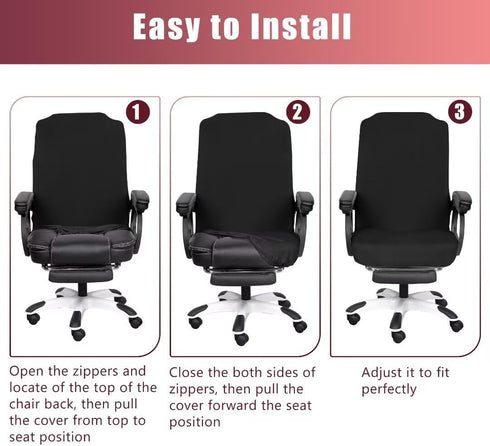 SARAFLORA 2 Pack Office Chair Cover, Stretchable Desk Chair Cover Removable Computer Chair Cover for Office Chair with Zipper Universal Spandex Ro...