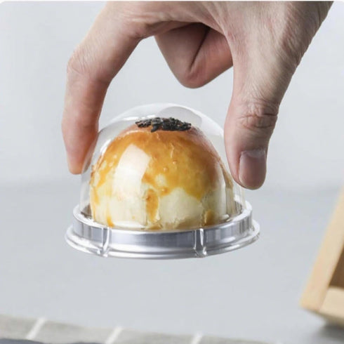 EchoDone 50 Set Clear Plastic Mini Cupcake Boxes Muffin Pod Dome Muffin Single Container Box Wedding Birthday Gifts Boxes Supplies (Silver)...
