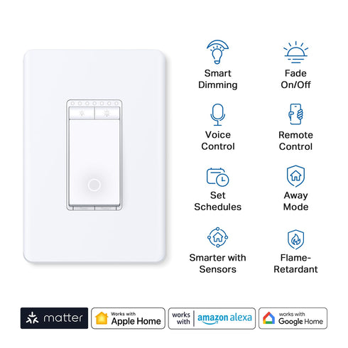 TP-Link Tapo Matter Smart Dimmer Switch: Voice Control w/Siri, Alexa & Google Assistant, UL Certified, Timer & Schedule, Easy Guided Install, Neut...