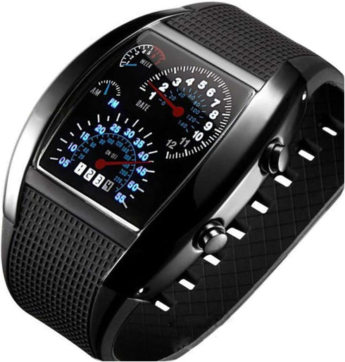 FANMIS Men's Digital Fashion Cobra LED Watches Silicone Iron Triangle Dial Sports Wrist Watch...