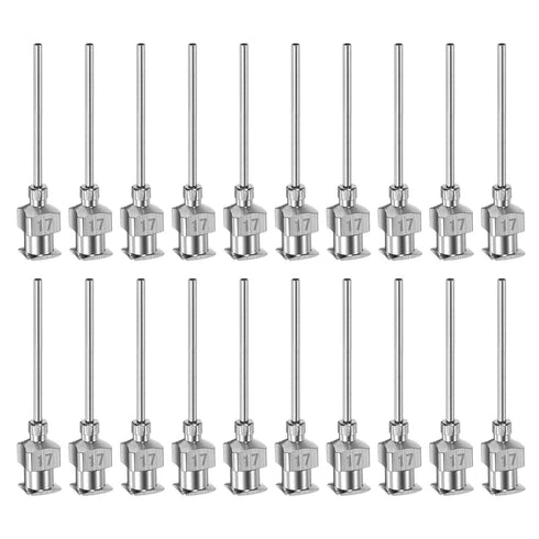 20pcs 17Gauge Stainless Steel Dispensing Needles, 1" All Metal Glue Needle Tube Blunt Tips Luer Lock for Thick Liquids, Ink, Glue, Lab Use...