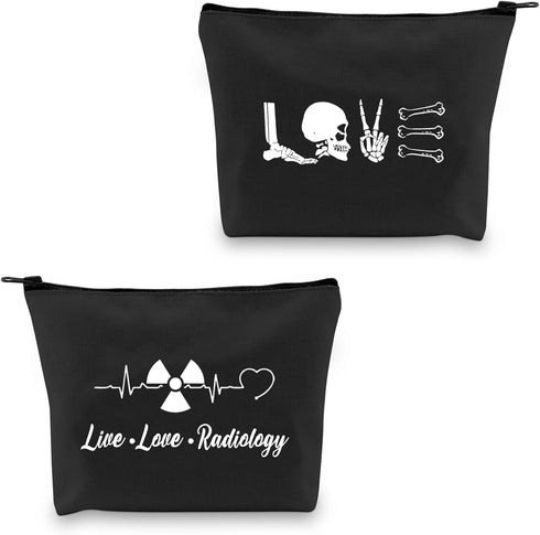 G2TUP Radiologic Technologists Gift X-Ray Tech Cosmetic Makeup Bag Live Love Radiology Radiographer Organizer (Live Love black)...