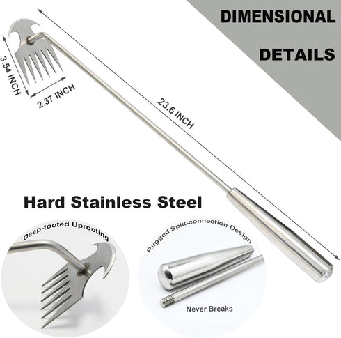 23.6 inch Long Handle Garden Weeding Tool,Hand Weed Pulling Tools,Stainless Steel Weed Puller Tool for Gardening,Weeder Tool for Garden,Garden Too...