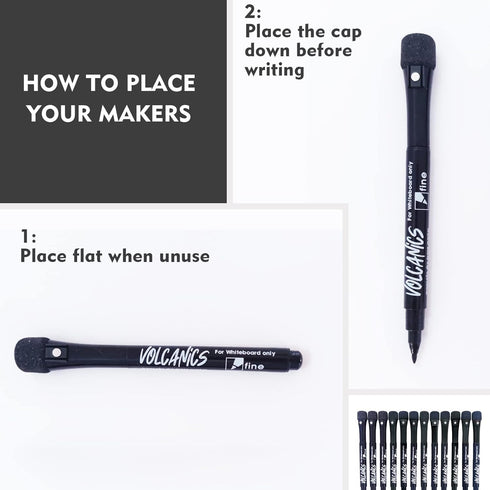 Volcanics Magnetic Dry Erase Markers White Board Markers with Eraser, Low Odor Whiteboard Markers Fine Tip for Teachers Office & School Supplies P...