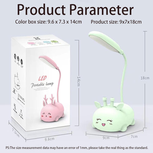 Cute Deer Lamp USB Rechargeable Reading Light,LED Desk Lamp for Kids, Portable LED Table Light, Flexible Gooseneck Eye-Care Cartoons Small Desk La...