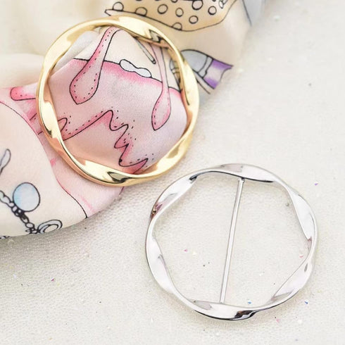 Round Twisted Circle Silk Scarf Ring Brooch for Women Girls Minimalist Shawl Scarves Buckle Wrap Clip Fashion Dress Accessories Decoration Jewelry...