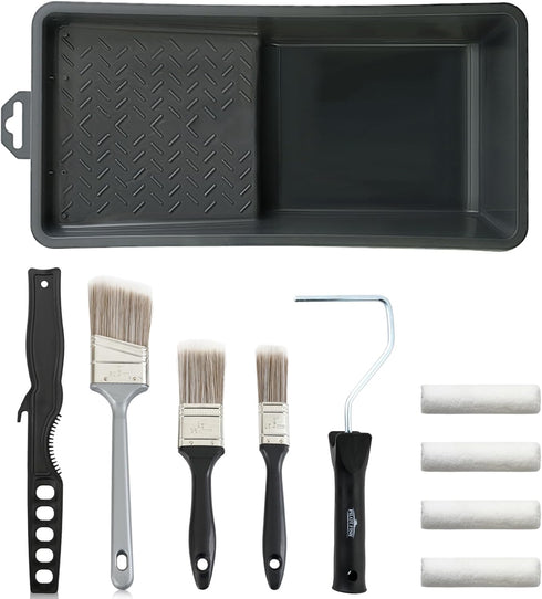 11Pcs 4inch Small Paint Roller Kit Paint Roller Brush Set with 4 Brushes and Covers Frame, Tray for Household Painting, Cabinet Wall Paint Rollers...