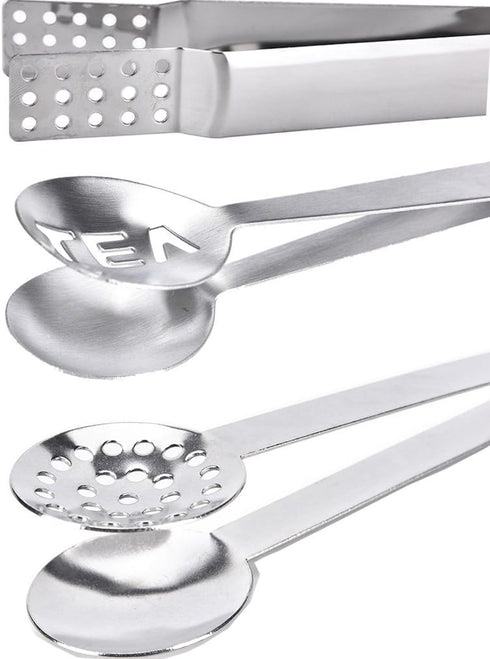 4 Pcs Stainless Steel Tea Bag Tongs Teabag Squeezer Strainer Holder Grip Metal Spoon Mini Sugar Clip Kitchen Bar Tools...