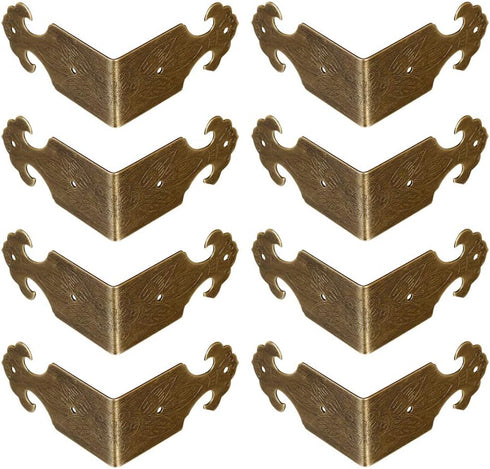 8Pcs Right Angle Brass Box Corner Protector Corner Braces Hardware Desk Edge Guards Wood Jewelry Box Photo Frame Accessories...
