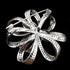 Vintage Silver Tone Micro Pave Crystal Floral Shaped Ribbon Brooch Wedding Pin Jewelry...