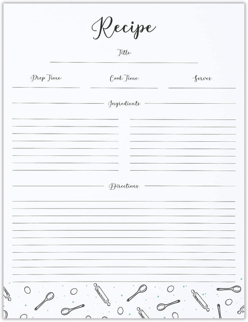 Outshine Premium Recipe Paper for 8.5" x 11" Recipe Binders, Farmhouse Design (50 Sheets) | Full Size Recipe Refill Pages for Binder | Recipe Card...