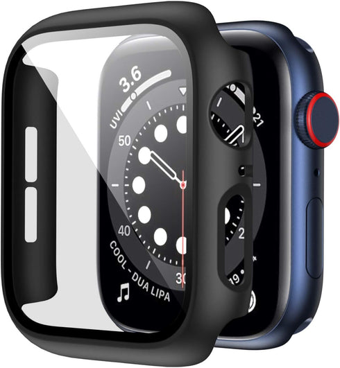 6 Pack Hard Case Compatible for Apple Watch Series 3 38mm with Built-in Tempered Glass Screen Protector,JZK Thin Bumper Full Coverage Bubble-Free ...