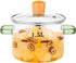 1.5L/51oz/6cups Glass Pot Glass Pots for Cooking Glass Cooking Pot Glass Simmer Pot for Stove Top Glass Simmer Pot Oven/Gas Safe (Green Handle Gla...