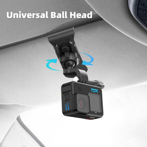 SUREWO Car Sun Visor Mount, Quick Clip Sun Visor Mount with Universal Ball J Hook Compatible with GoPro Hero 12 11 10 9 8 7 6 5 Black,DJI Osmo Act...