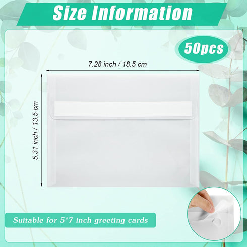 50 Pcs Vellum Envelopes Clear Invitation Envelopes for Wedding Self Adhesive Envelopes Translucent Invitation Paper for Greeting Cards Announcemen...