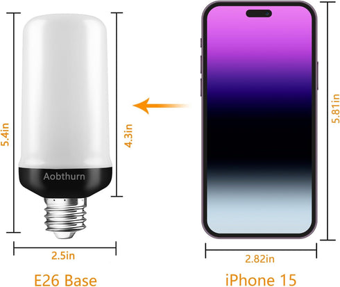 Flame Light Bulbs, 4 Modes LED Flame Effect Light Bulb, E26 Base Flickering Light Bulb with Gravity Sensor,Flickering Light Bulbs Halloween Home P...