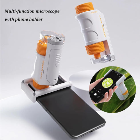 Portable Pocket Microscope MiniLabsters Handheld Miniscope 80X-160X LED Light with Sliders Kit for Kids (Blue)...